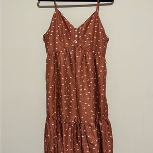 Chic Brown Maxi Dress with White Accents